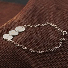 Three Discs Engraved Initals Bracelet 925 Silver Customized 1-3 Letters Name Heart Bangle BFF Memorial Jewelry Family Gift