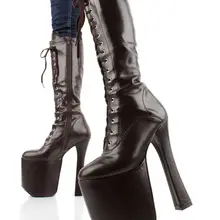 Ботинки для костюмированной вечеринки на высоком каблуке 20 см ботинки унисекс на платформе 9 см большого размера 12 плюс новое поступление г. круглый носок спереди на шнуровке
