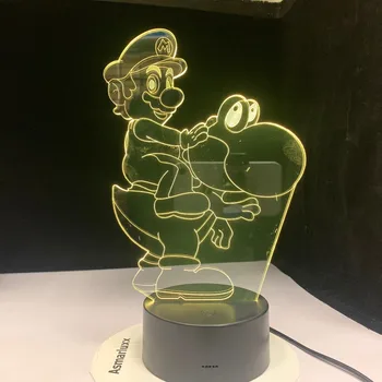 

Cartoon Game Figure Super Mario Ride Yoshi 3D LED USB Lamp Acrylic Novelty Lighting Gift RGBW Touch Remote Controller Toys
