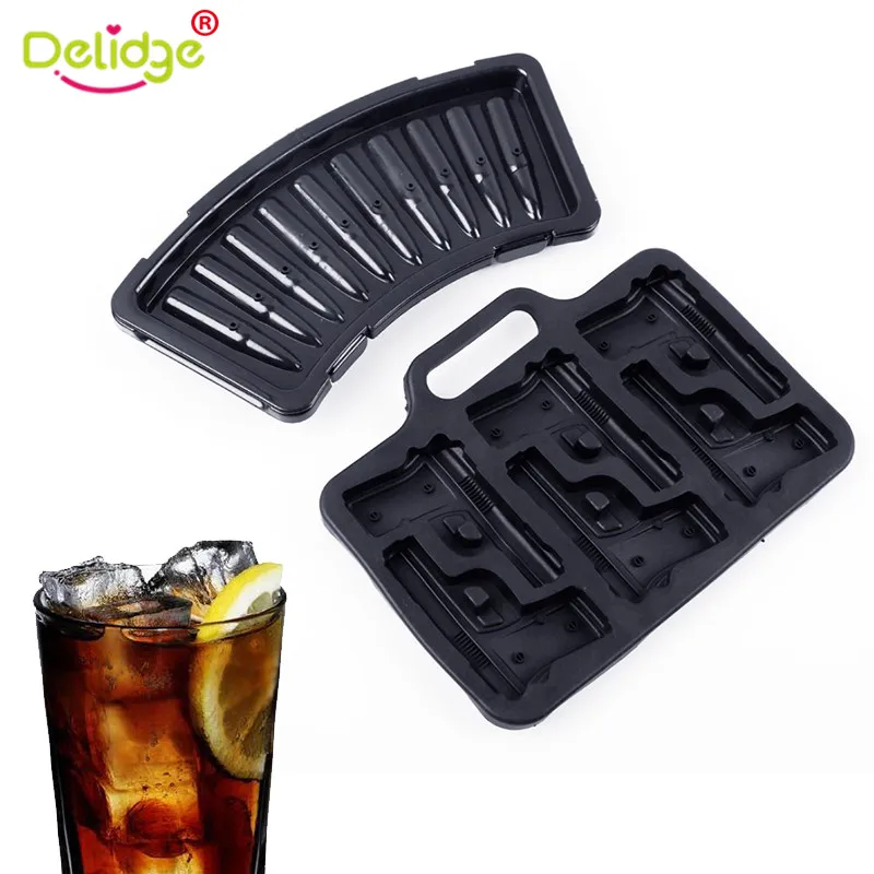 

Delidge 2pcs 3D Ice Cube Tray Gun Bullet Ice Mold Cube Chocolate Pudding Mould Ice Cream Maker Kitchen Bar Drinking Accessories