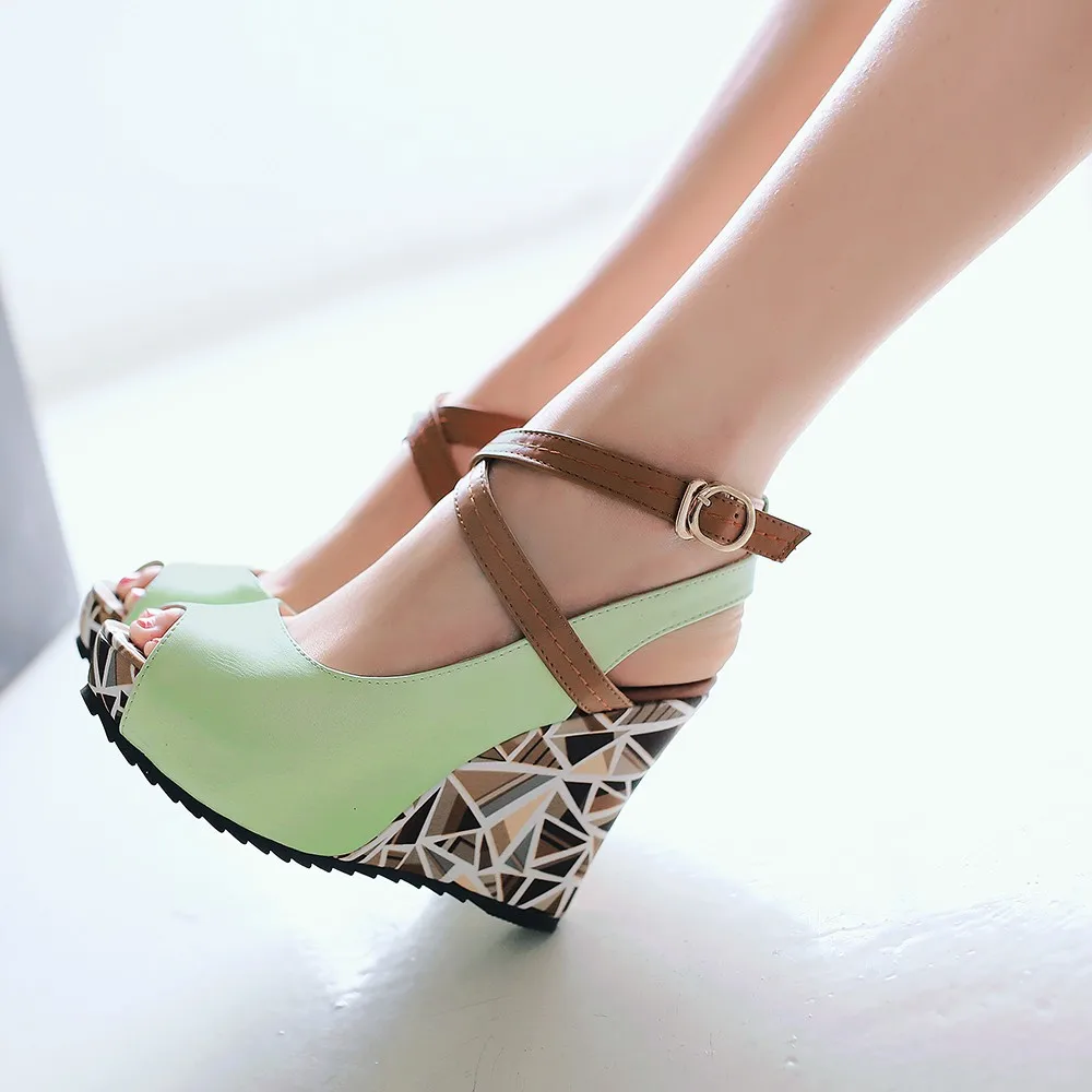 Первоначальное намерение Новые популярные женские босоножки модная обувь на танкетке сандалии на каблуке Розовый Синий Зеленый белые