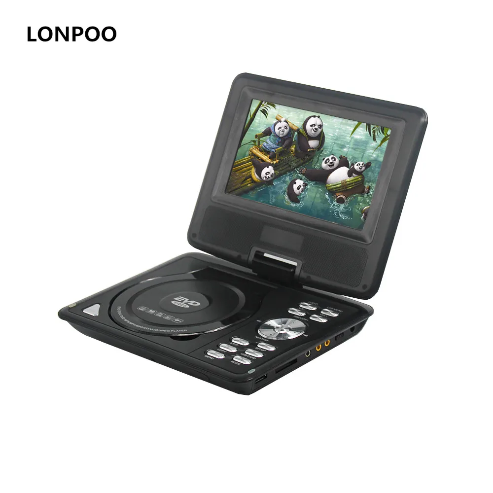 LONPOO Portable DVD Player 7 Inch Swivel Screen DVD Player with Built