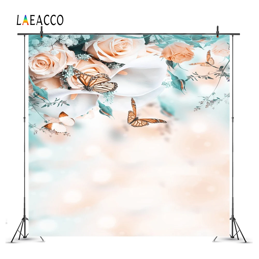 Laeacco Butterfly Flowers Light Bokeh Baby Newborn Photography Backgrounds Customized Photographic Backdrops For Photo Studio