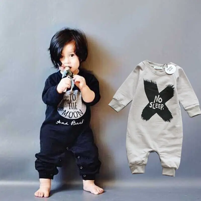 

Spring Autumn Fashion Baby Boy Clothes Cotton Baby Girl Romper Long Sleeve Baby Jumpsuit One-pieces No Sleep to the Moon BR074