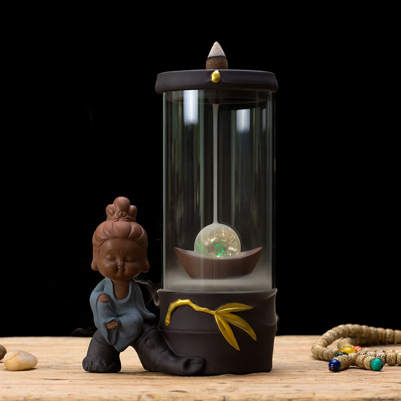 PINNY Little Monk Backflow керамическая курильница для ладана художественная светлая