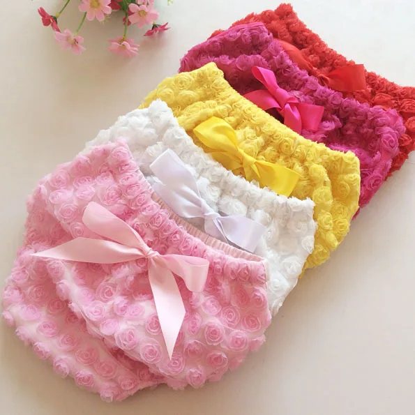 Shorts de Algodão com Fita Cor do Bebê Doce Rosa Flores Bloomer Infantil Meninas Arco Crianças Fralda Capa pp Shorts Roupa Interior 24 Pçs – Lote