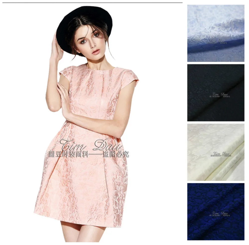 

150cm flower jacquard fabric meter crisp fashion dress jacket DIY polyester fabric wholesale jacquard polyester cloth