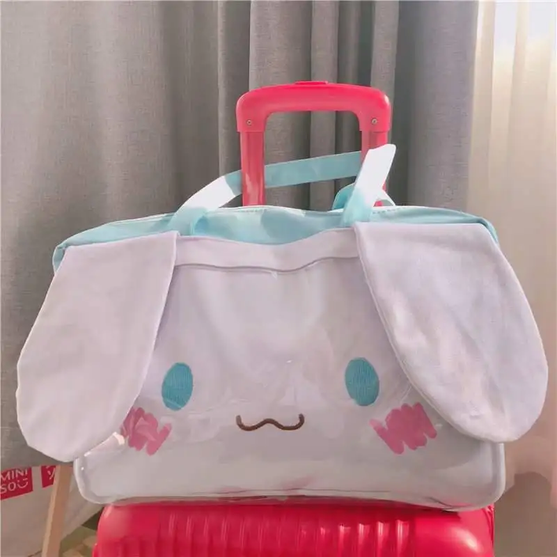 Милая мультяшная сумка Cinnamoroll PomPomPurin My Melody дорожная на колесиках Холщовая Сумка