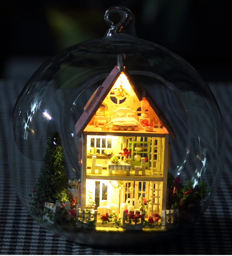 DIY деревянный дом Miniaturas с мебель 3D стекло домик для Бала кукольный домик Золушка замковые игрушки для детей подарки на день рождения