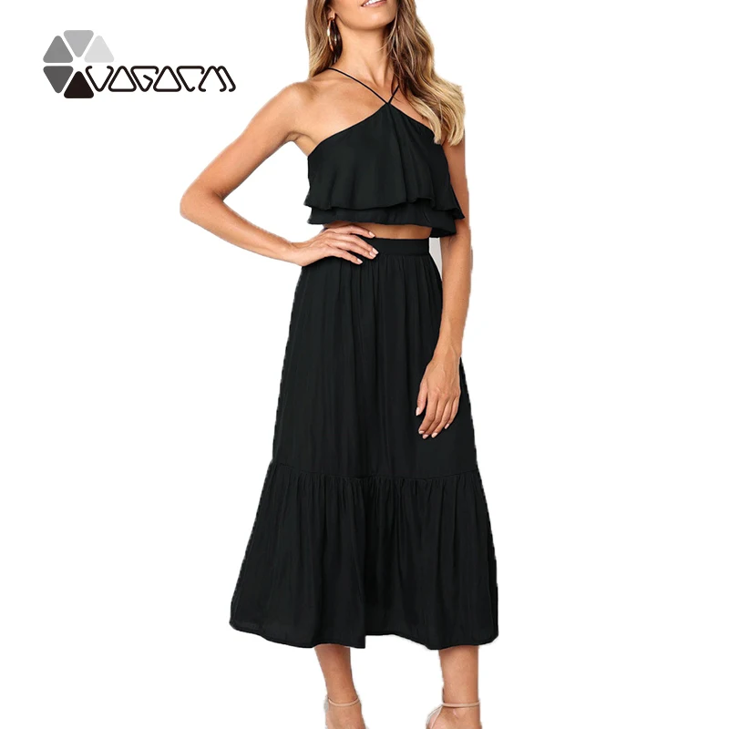 

2019 New Summer Vintage Halter Women Sleeveless Ruffle Plus Size Mini Dresses Holiday Party Sexy Ladies Sbeach Vestidos Dress