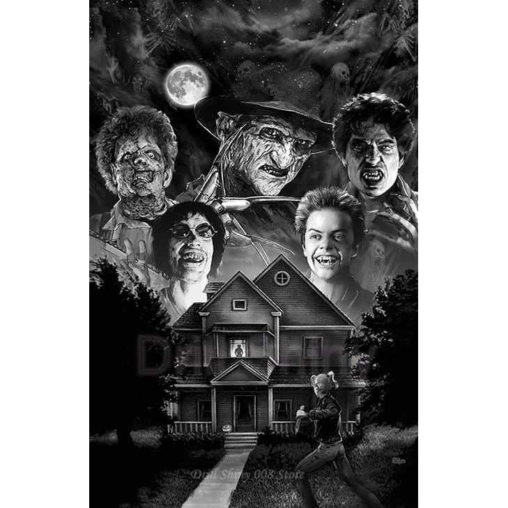 

5d diy diamond Painting horror movie slashers, Freddy Leatherface diamond embroidery Cross Stitch full Drill home Decor Gifts