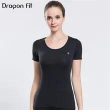 Дракон Fit Летние Шорты рукавом Bodycon дышащая футболка Для женщин спортивные Фитнес Топы корректирующие быстрое высыхание Бег Push Up футболка