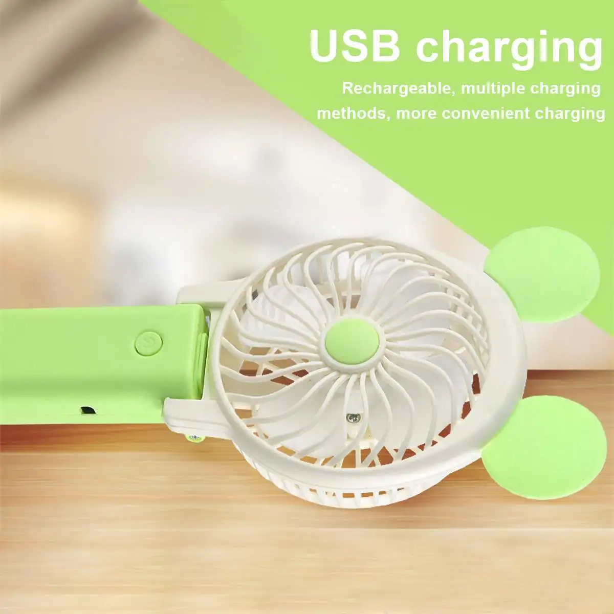 5 в 2,5 Вт Мини Ручной Электрический вентилятор USB Перезаряжаемый Вентилятор охлаждения портативный складной бесшумный Открытый Кемпинг студенческий офис зеленый