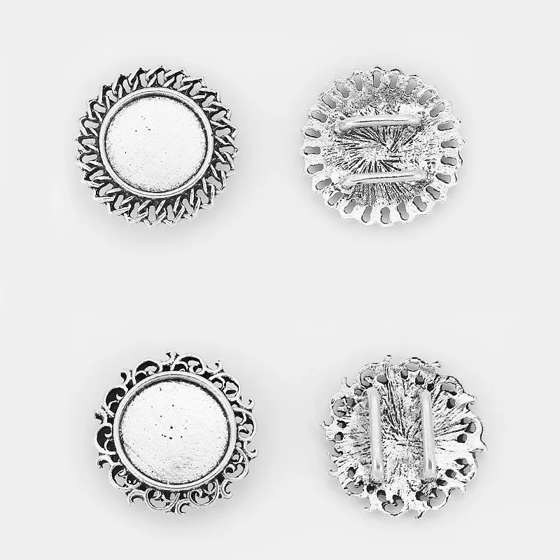 

10pcs Antique Silver 16mm Blank Bezel Cabochon Setting Slider Spacer Fit 10mm Flat Leather Cord Findings 24x24mm