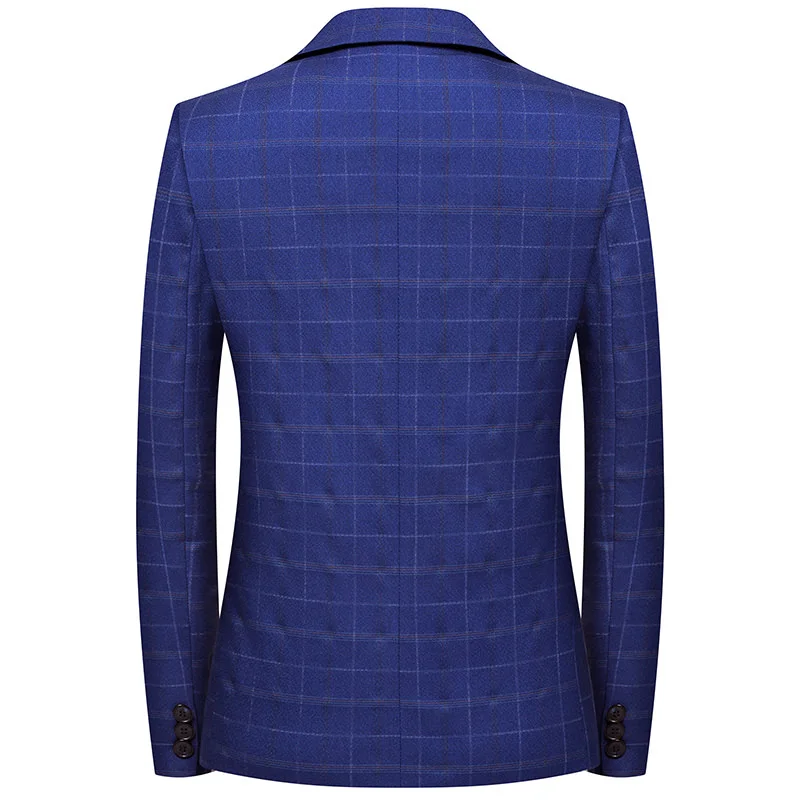 2019 High Quality Men'S Business Casual Single-Breasted Suits Men'S Simple Fashion Trend Wild Lattice Single West
