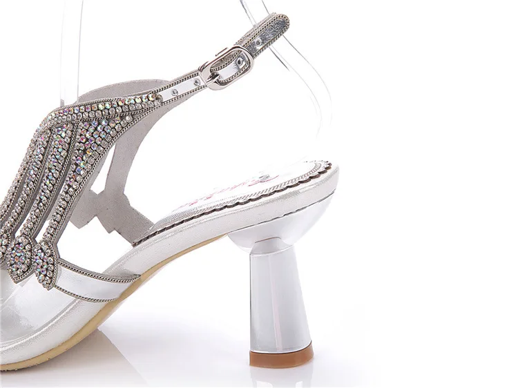 G-sparrow Female Sandals 2018 Summer New High-heeled Thick Heels Rhinestone Sandal Korean Size Diamond Shoes20