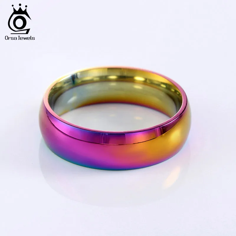 ORSA JEWELS Charming Colorful Stainless Steel Finger Rings New Romantic Engagement Wedding Promise Rings for Women Men OTR93