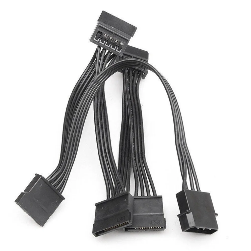 

4Pin IDE to 5-Port 15Pin SATA Power Cable 18AWG Wire Power Cord Lead For Hard Drive HDD SSD PC Server Black DIY Supplies