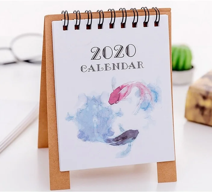 Hand Drawing Fresh Cartoon Mini Flamingo Desktop Paper Calendar dual Daily Scheduler Table Planner Yearly Agenda Organizer - Цвет: Цвет: желтый