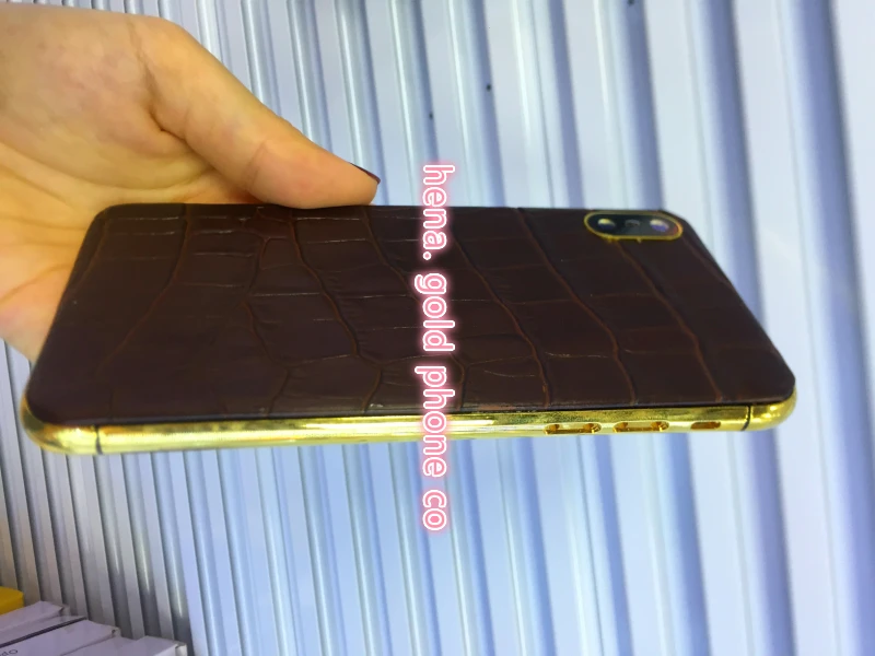Превосходное качество 24 к зеркало золотое шасси 24ct Золото для iphone X батарейный дверной корпус средняя рамка с красной натуральной кожей+ кнопки