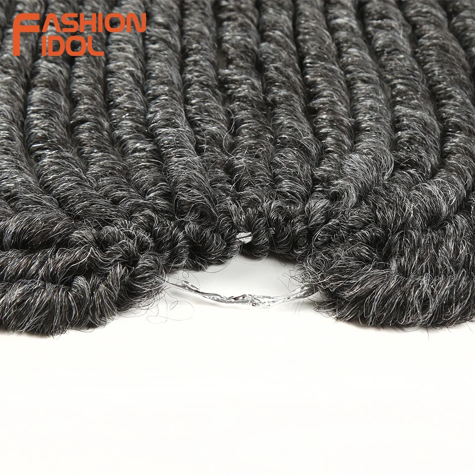FASHION IDOL 12-Inch Faux Locs Crochet Braids Hair Extensions, Synthetic Ombre Silver Grey Dreadlocks, 6 Packs image 6