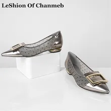 Большой размер 43, женские туфли на плоской подошве с квадратными пряжками, женские туфли из натуральной коровьей кожи с сеткой, с острым носком, эспадрильи, женские балетки на плоской подошве