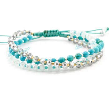 

Lotus Mann Hand-woven crystal three layers bracelet