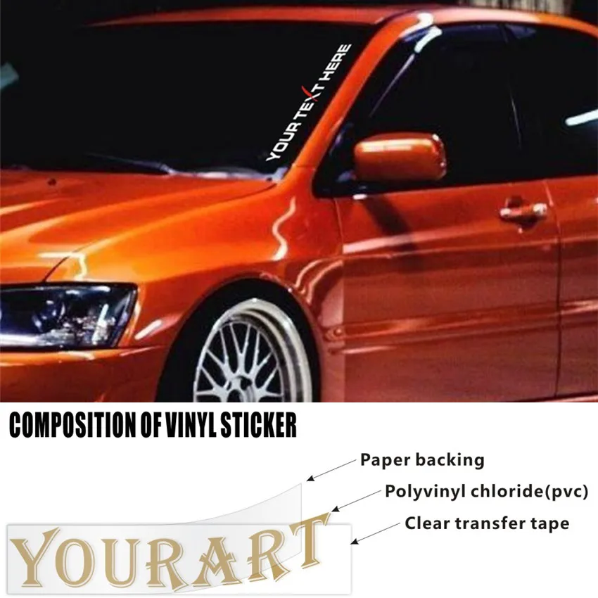 Yourart 2" пользовательские автомобильные наклейки s Стайлинг JDM наклейка на заказ текстовый скрипт вертикальное лобовое стекло графическая виниловая наклейка s Voiture