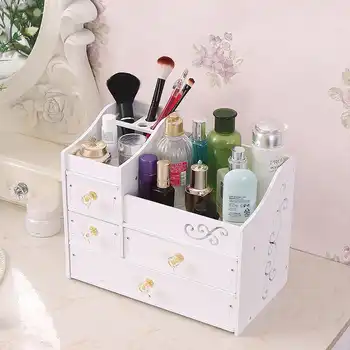 Cosmetic Container Storage Box Organizer Plastic Make Up Brush DIY Waterproof Desktop Storage Boxes Jewelry Case