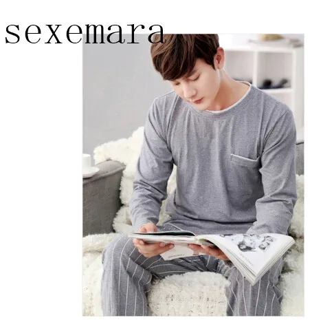 2019 brand new arrival fashion casual men sleeping cloth 100% cotton long sleeve solid pajamas o-neck free shipping 2019 brand new arrival fashion casual men sleeping cloth 100% cotton long sleeve solid pajamas o-neck free shipping