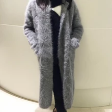 Настоящее Норковое кашемировое длинное пальто, натуральный норковый кашемировый свитер, теплый, на заказ, большой размер, натуральный мех норки, Длинные кардиганы TBFP902