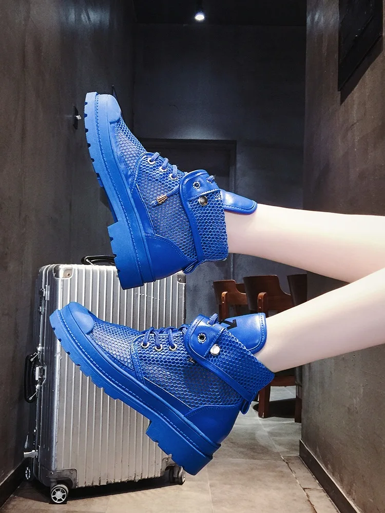 Women's boot 2019 new elevated motorcycle Martin boot women's summer aerated mesh hollowed-out boot shoes womens shoes fashion Women's boot 2019 new elevated motorcycle Martin boot women's summer aerated mesh hollowed-out boot shoes womens shoes fashion