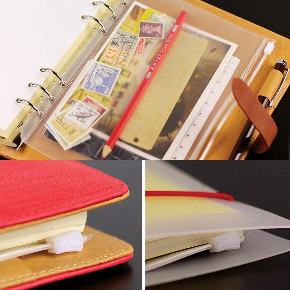 20PCS A6 Size Waterproof Transparent PVC Document File Binder Loose Leaf Pockets Folders Bags for Home School Office