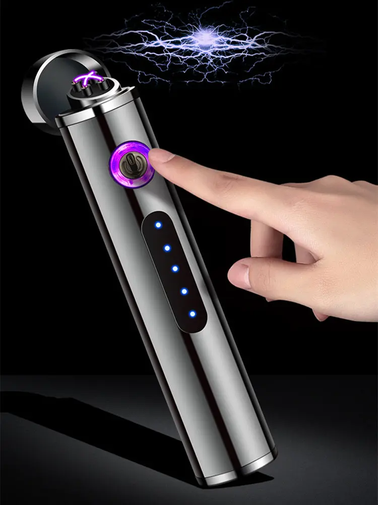 1 шт. ветрозащитная металлическая зажигалка Dual Arc USB Перезаряжаемый Электрический прикуриватель светодиодный гаджеты для мужчин кухня Iginition