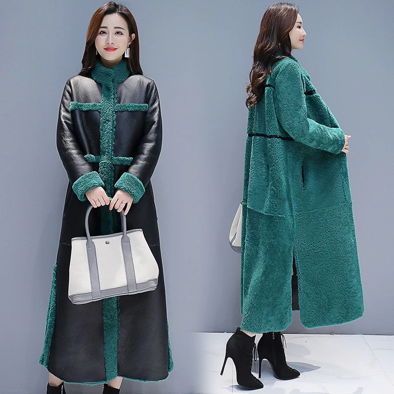 

Winter Jacket Women 2019 Sheep Shearling Faux fur Coats X- Long Warm Women's Fur Coat Female Plus size Wool feminine coat HHPC16