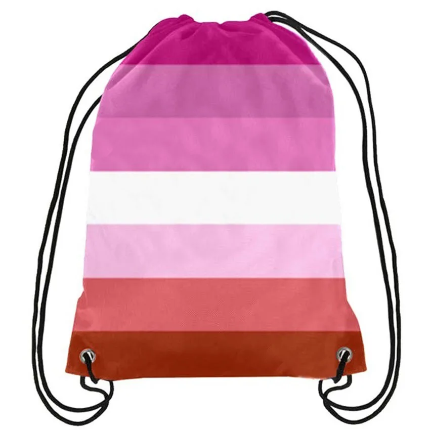 Pink LGBT Bag Custom 3545cm Knitted Polyester Mateial Customized Sports Bags Digital Printing Pouch New Promotion