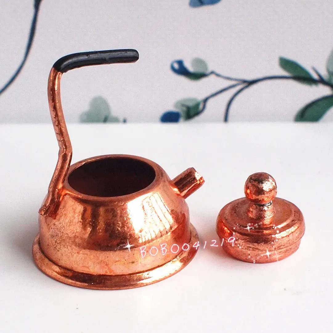 Dollhouse Miniature 1:12 Toy Kitchen Metal Golden Coffee Pot D33