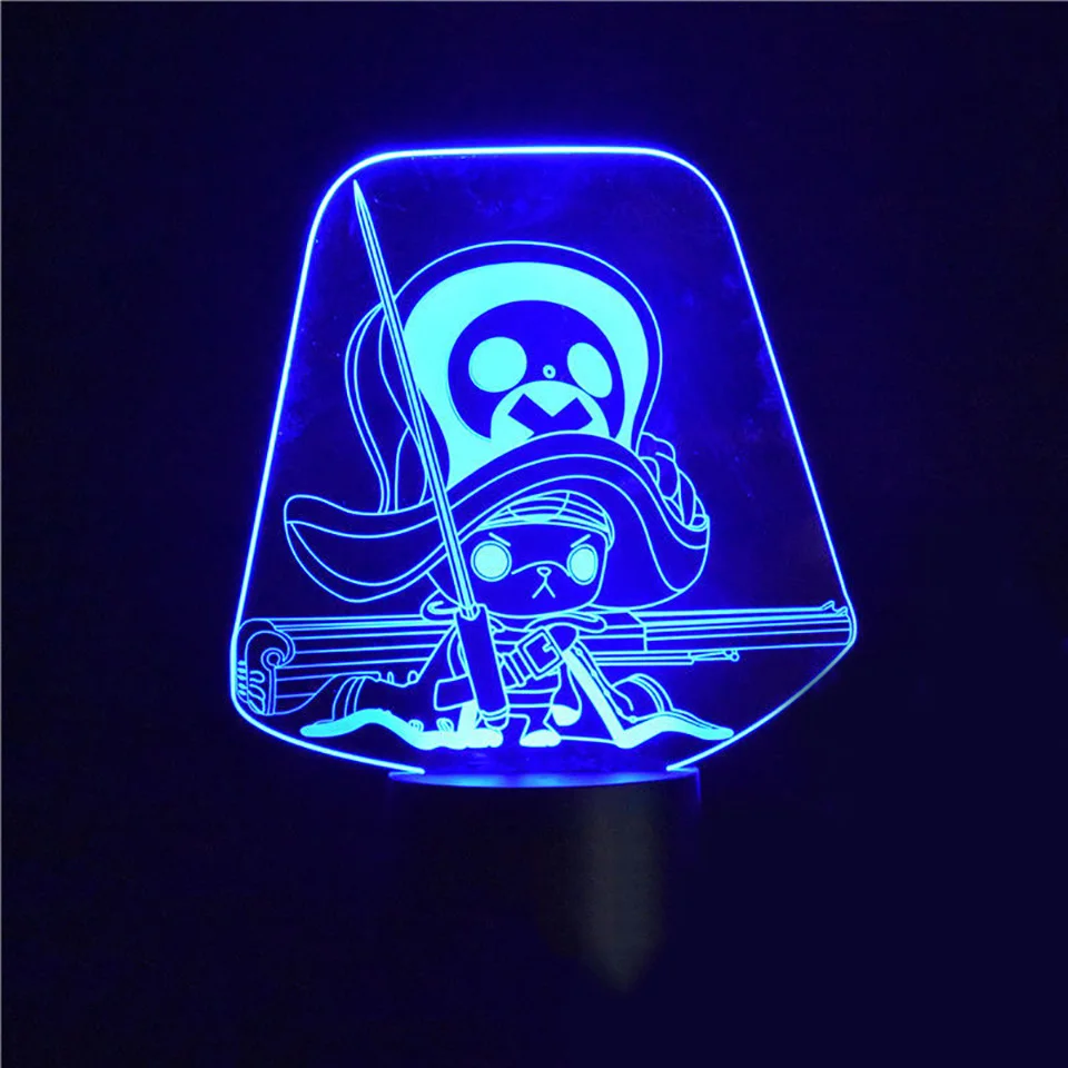 

7 Colors Change 3D Visual Cartoon Anime Modelling Led NightLights Kids Touch Button USB One Pieces Lampara Table Lamp Home Decor