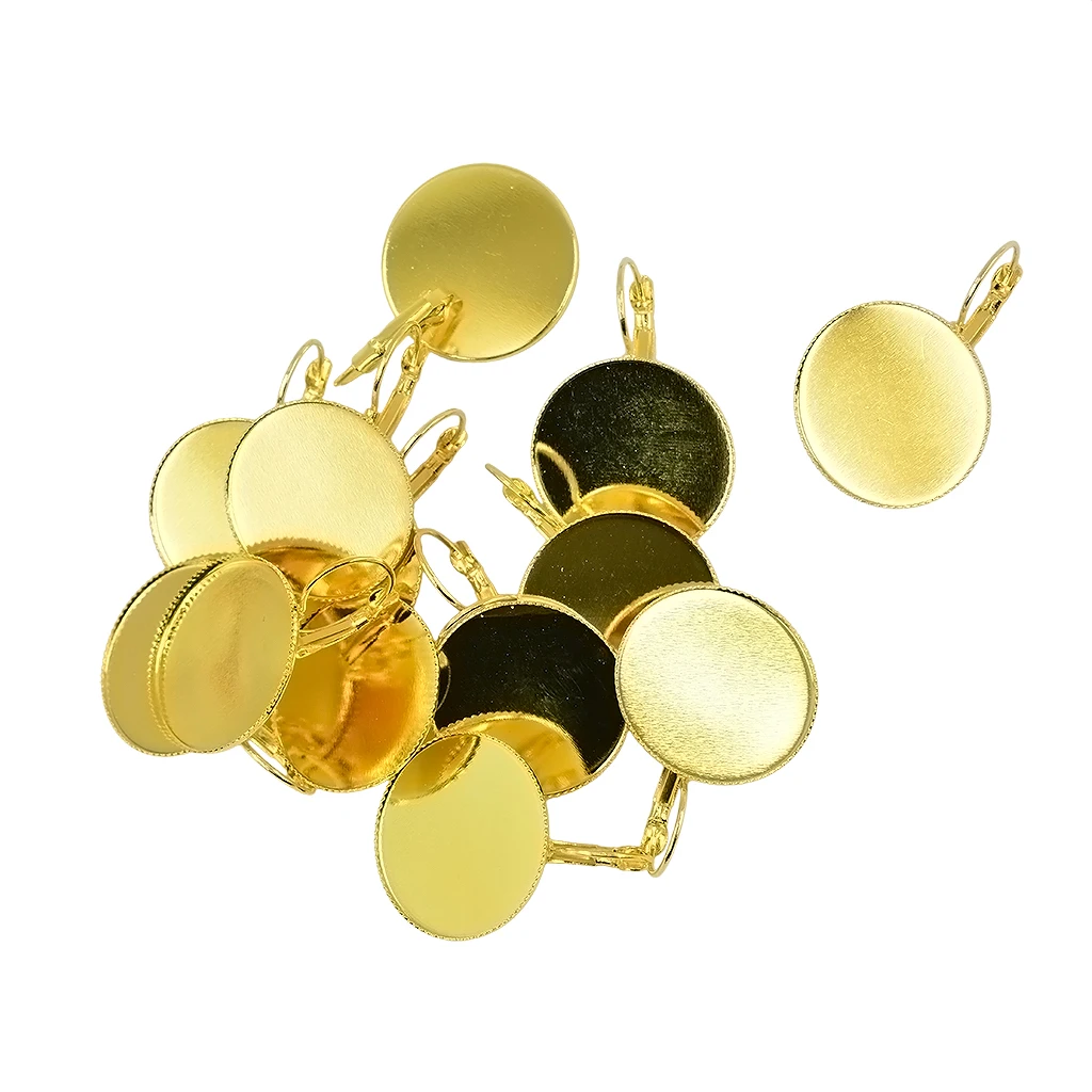 12 Pieces Earrings Round Cabochon Empty Base Bezel Earring Tray Cameo 25mm DIY Resin Base Findings