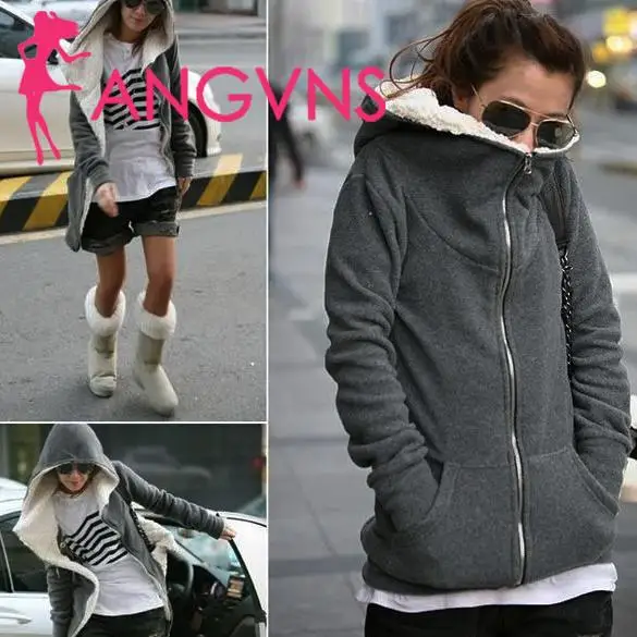 

Women Gray approx Up Sweatshirt Dark 372g Coat Hoodie Outerwear Zip Fashion Black Jacket Tops