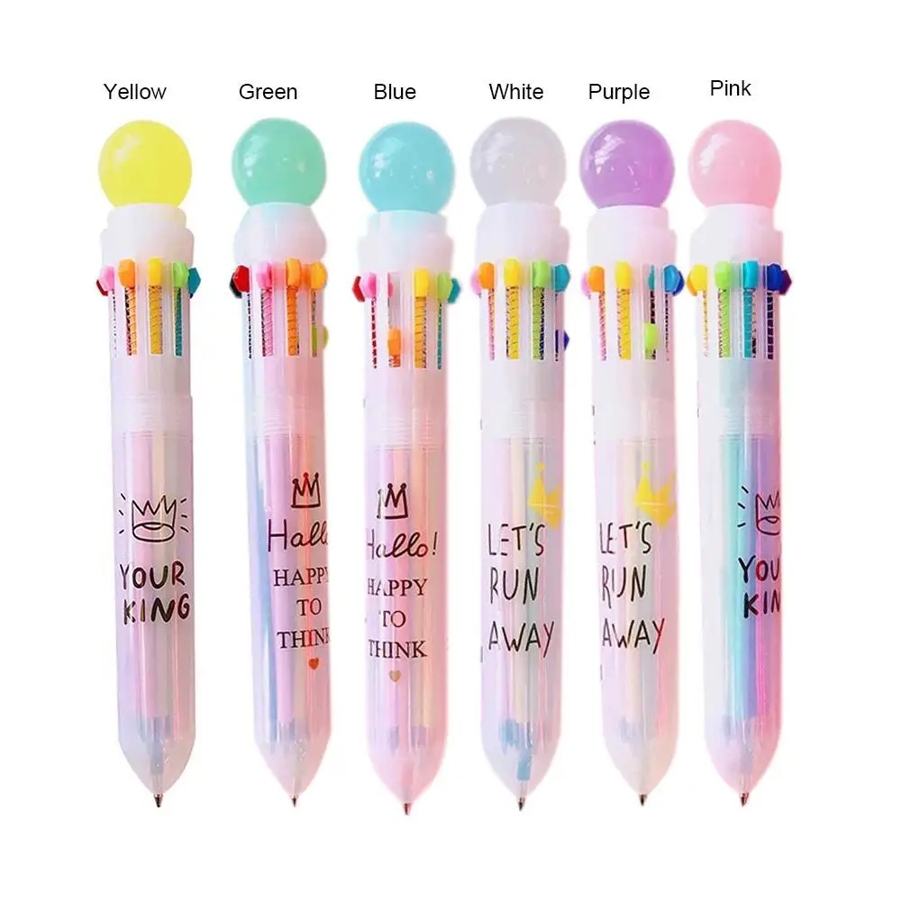 

10 IN 1 Multi-color Candy Color Ball Ballpoint Pen Cute Marker Pen