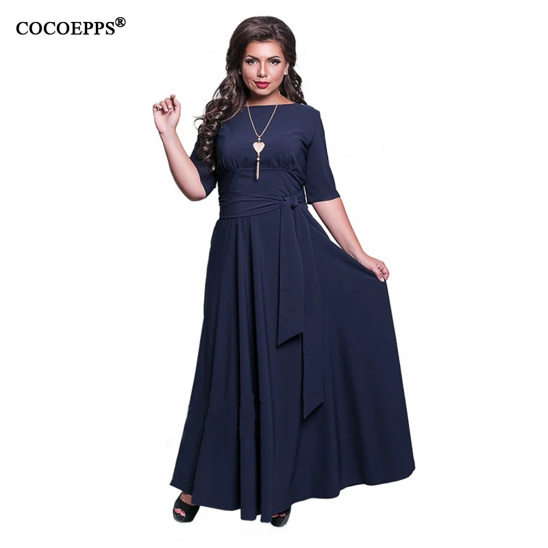 COCOEPPS Plus Size Women Long Floor Dress Autumn Large Size 5XL 6XL Maxi Dress Elegant Party Club Sexy Big Size Open back dress - Цвет: Black