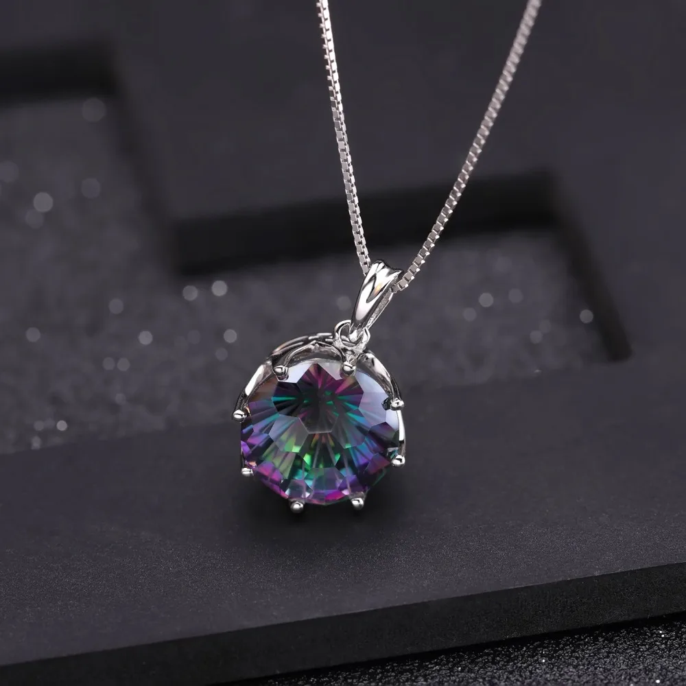 GEM'S BALLET, 9.64Ct, натуральный Радужный Мистический Кварц, Круглый драгоценный камень, кулон, ожерелье для женщин, 925 пробы, серебро, хорошее ювелирное изделие, Новинка