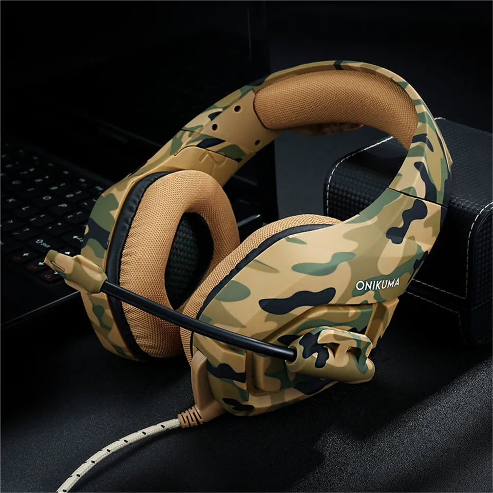 Onikuma K1-B pc gaming headset бас наушники микрофон для PS4 Новый Xbox 1 коммутатор компьютер мобильный телефон игры pubg наушники камуфляж