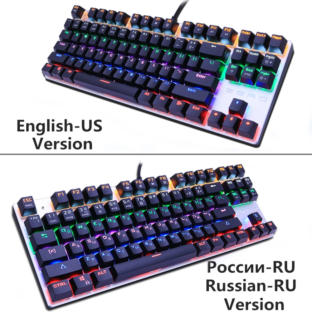 Игровая механическая клавиатура 104/87key черный синий красный переключатель защита