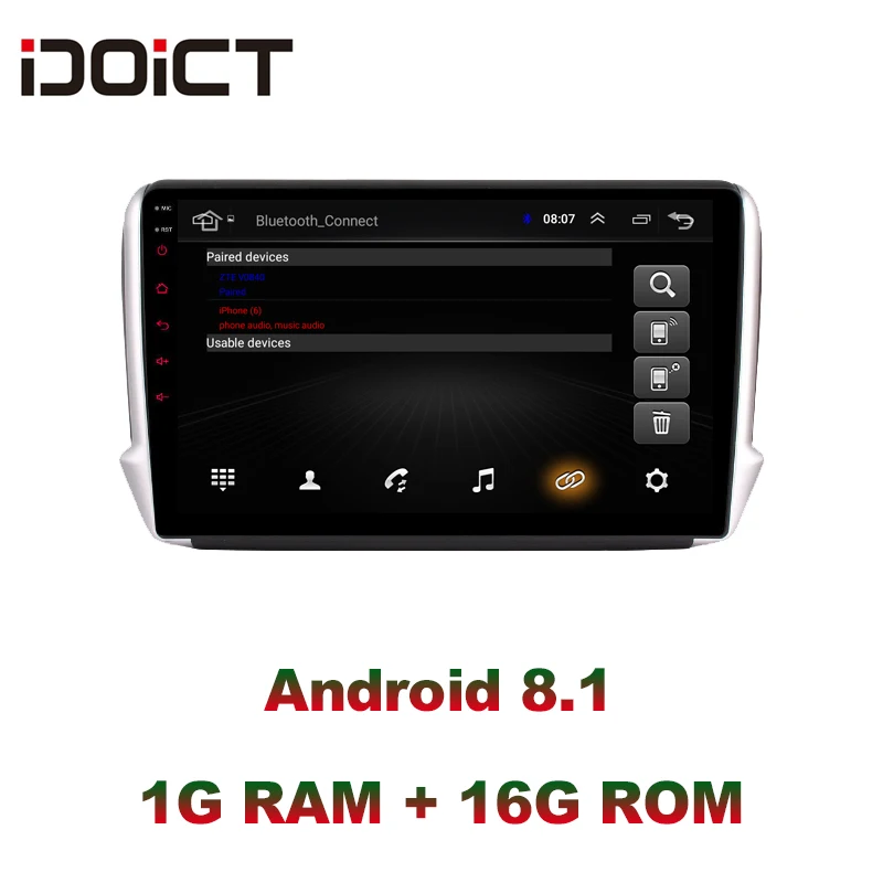 Clearance IDOICT Android 8.1 Car DVD Player GPS Navigation Multimedia For peugeot 2008 208 Radio 2014-2018 wifi DSP 3
