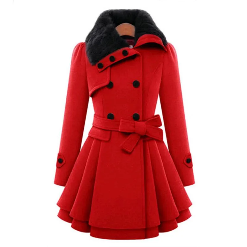 Европейская Новая мода, женское тонкое длинное шерстяное пальто, двубортное шерстяное зимнее пальто и куртки, парка из овечьей шерсти, толстое теплое пальто