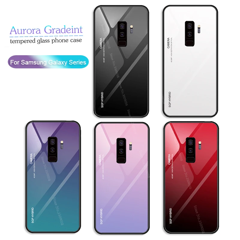 

Protective Case On The For Samsung Galaxy S10 Plus E S10Plus S10E Gradient Tempered Glass Phone Case Samsun S 10 9 8 S8 S9 Plus
