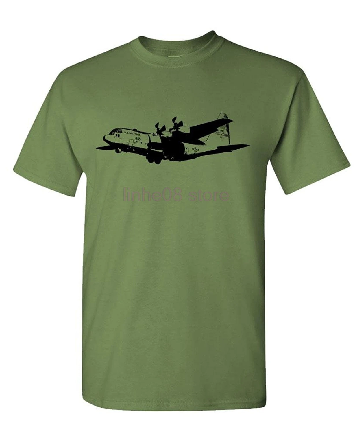 Футболка мужские футболки хипстер Топы Футболка с принтом летние шорты унисекс больше размеров и цветов-C-130 грузовой самолет-Мужская