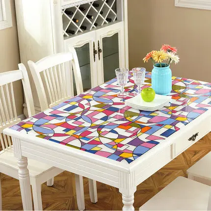  New Arrive Table Cover 1.00mm Soft Glass Transparent PVC Tablecloth Kitchen Table cloth With Patter